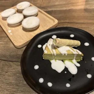 Coconut Pudding and Matcha crepe cake
