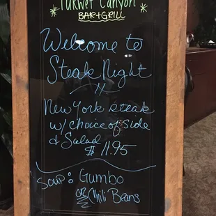 Daily Special Board.