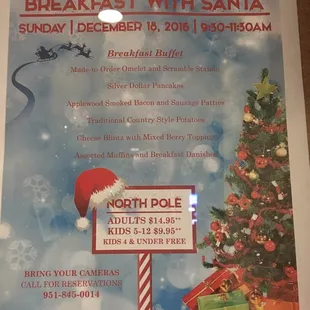 Breakfast with Santa upcoming Event.