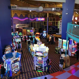 2 Floor Arcade area, with Bowling, laser tag, and bumper karts.