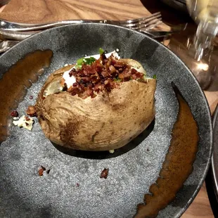 a baked potato on a plate