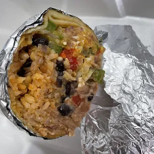 a burrito wrapped in foil