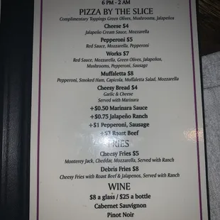 Food menu