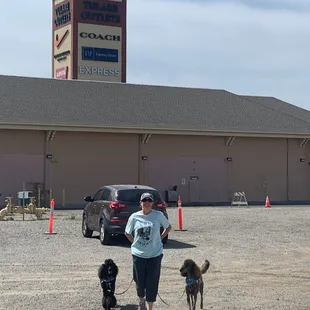 My dogs and me in the back parking lot