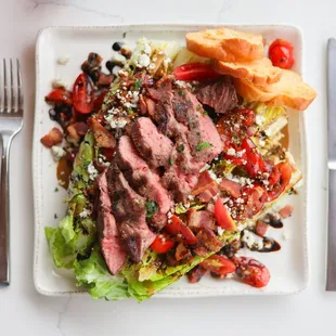 Flat iron steak salad