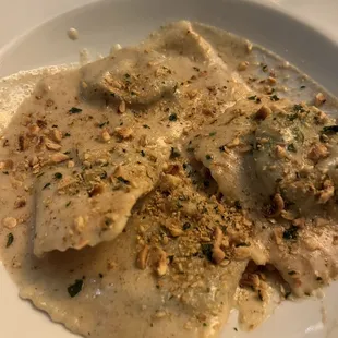 Ravioli stuffed with season greens