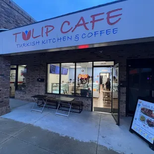 the front of the restaurant