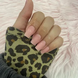 Clear powder with pink clear shellac