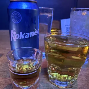 Shop Dog - a shot of whiskey and a beer