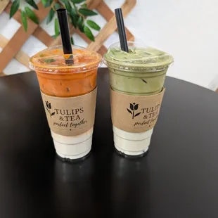 Thai tea and Matcha Latte