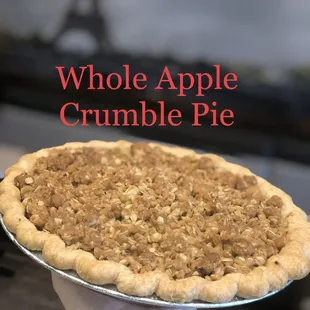 a whole apple crumble pie