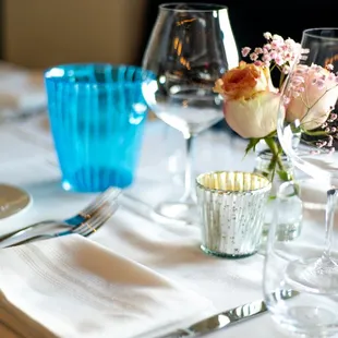 a table set for a formal dinner