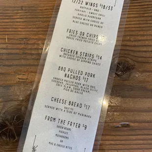Appetizer Menu (Summer 2023)