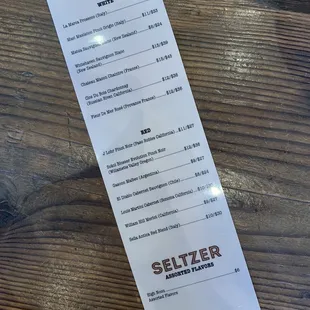 Wine Menu (Summer 2023)