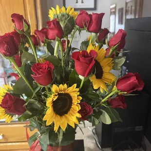 Roses and Sunflowers