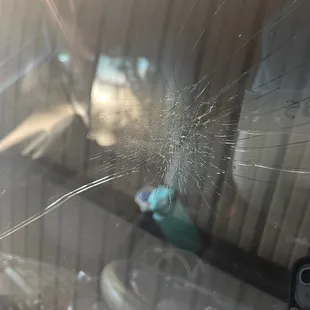Smashed windshield