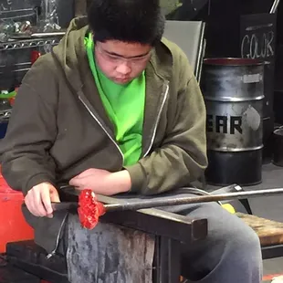 Kylan was very intent on getting it just right.