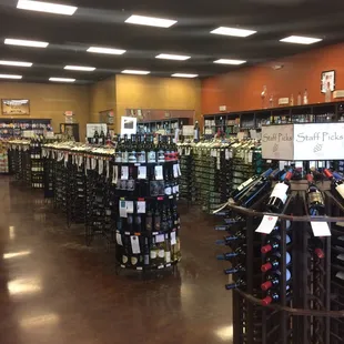 rows of wine bottles