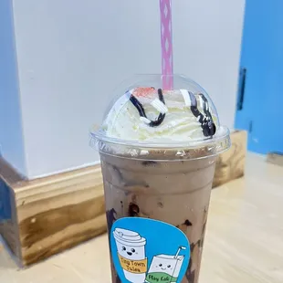 Iced chocolate covered strawberry mocha