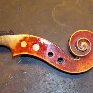 Violin neck graft at Tulsa Strings Violin Shop