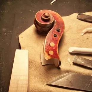 Violin neck graft at Tulsa Strings Violin Shop