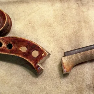 Violin neck graft at Tulsa Strings Violin Shop