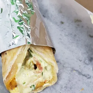 Full view of paneer kati roll