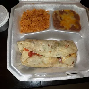 Campache burrito with shrimp