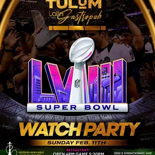 todo listo para este domingo 11 al party de Super Bowl en tulum latin gastropub con especiales en com