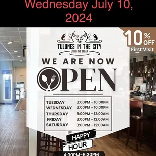 Hours we are Open!