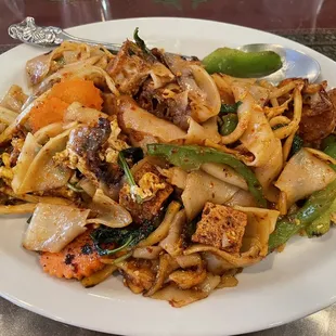 Flat noodles with tofu, delicious!