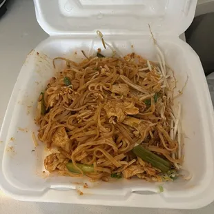 Half of my chicken pad Thai order!  Such a great portion size- definitely shareable!
