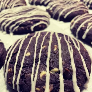 Ube white chocolate coconut cookies.