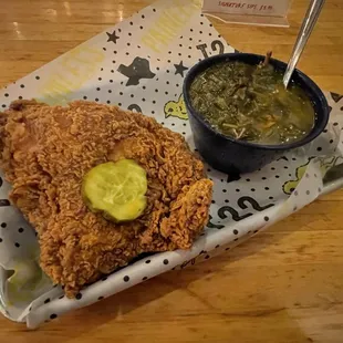 Happy Hour 1-Piece Breast with  try h yummy Collard Greens