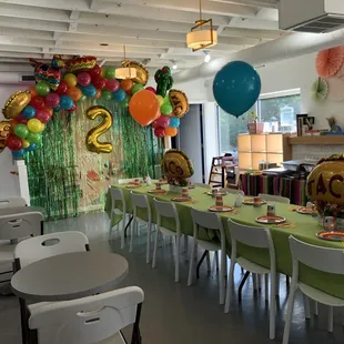 a table set for a birthday party