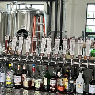 The bar with the brewhouse behind