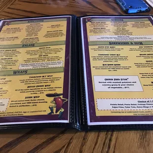 the menu and prices
