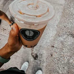 Iced coffee. (Vanilla latte)