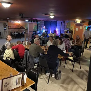 Dining room, dance floor &amp; stage.