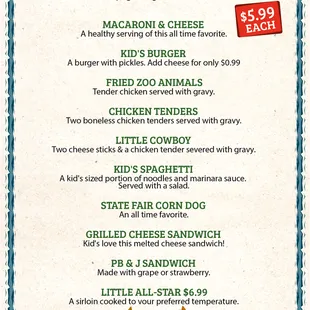 Kids Menu