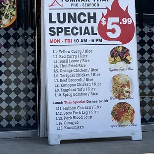 a menu for lunch special