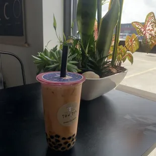 Thai tea with boba