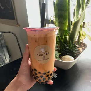 Thai tea with boba