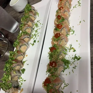 Seared Albacore Roll (left) Lemon Grove Roll (right)