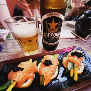 Lemon Salmon and Sapporo