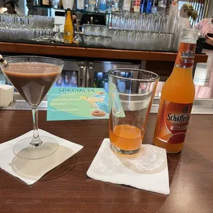 Chocolate martini and loaded Sch-fferhofer Grapefruit Hefeweizen