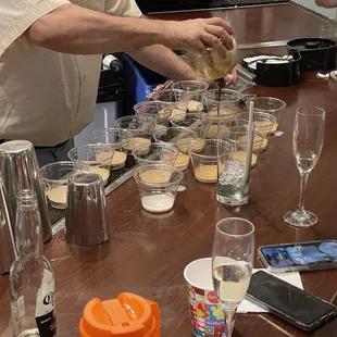 Making 12 chocolate martinis
