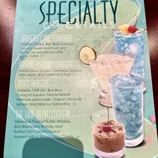 Cocktail menu