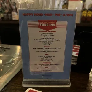 Happy Hour menu