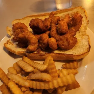 Shrimp poboy. It does come dressed looking way better, but I just ordered it plain.